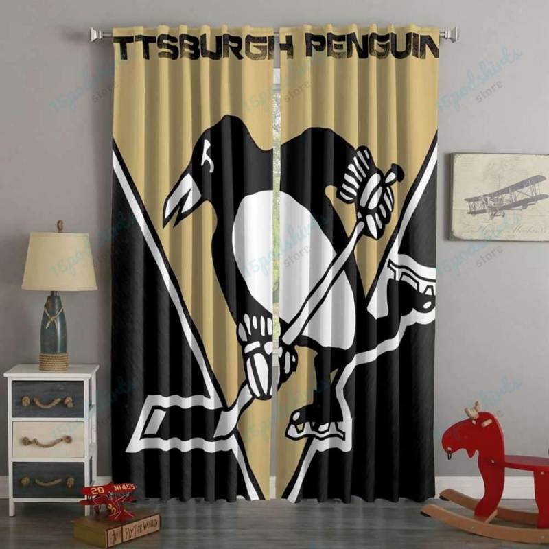 3D Printed Pittsburgh Penguins Style Custom Living Room Curtains