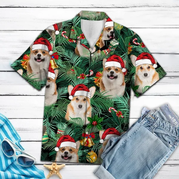 Pembroke Welsh Corgi Dog Christmas Hawaiian Shirt – For Men And Women