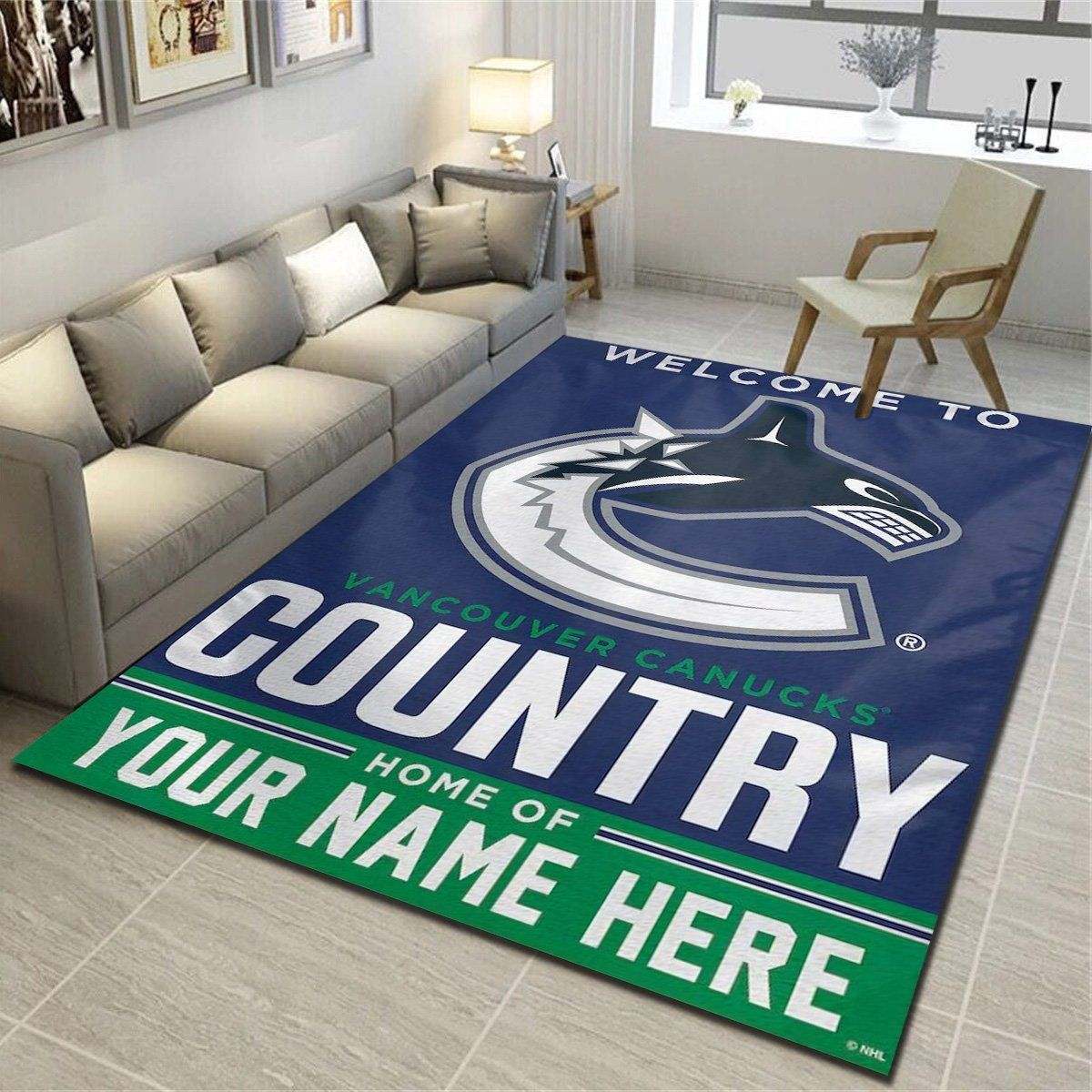 Vancouver Canucks Personalized Area Rug, Team Living Room Bedroom Carpet, Customized Fan Cave Floor Mat