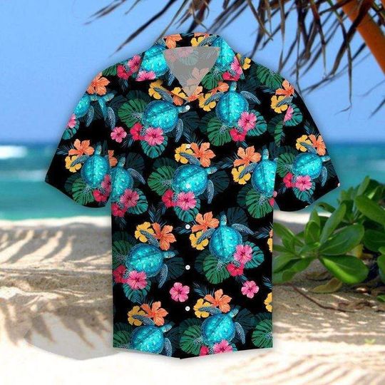 Vintage Aloha Hawaii Shirt – Tropical Turtle Hibiscus Hawaii Shirt For Men, Women