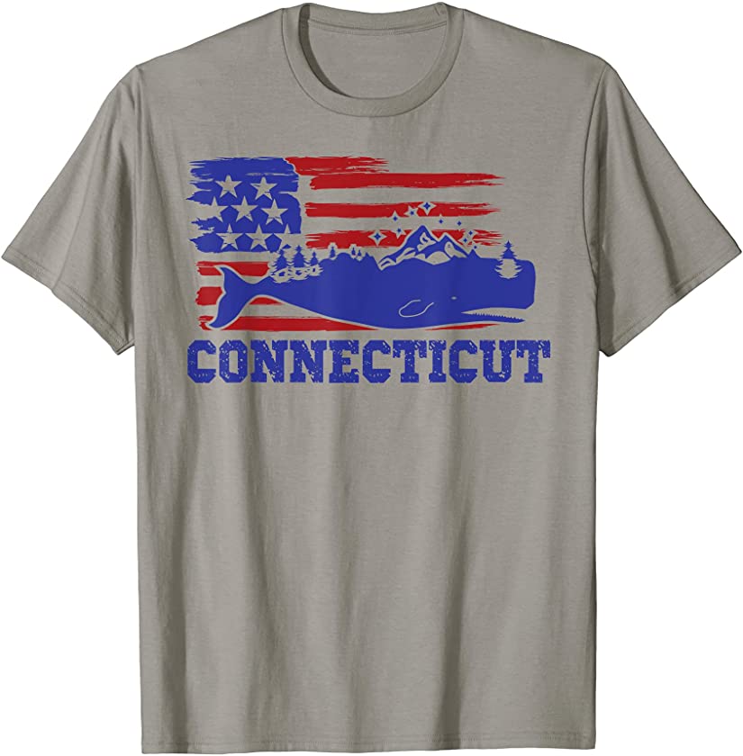 Connecticut 4th Of July USA Flag Whale Independence Day T-Shirt