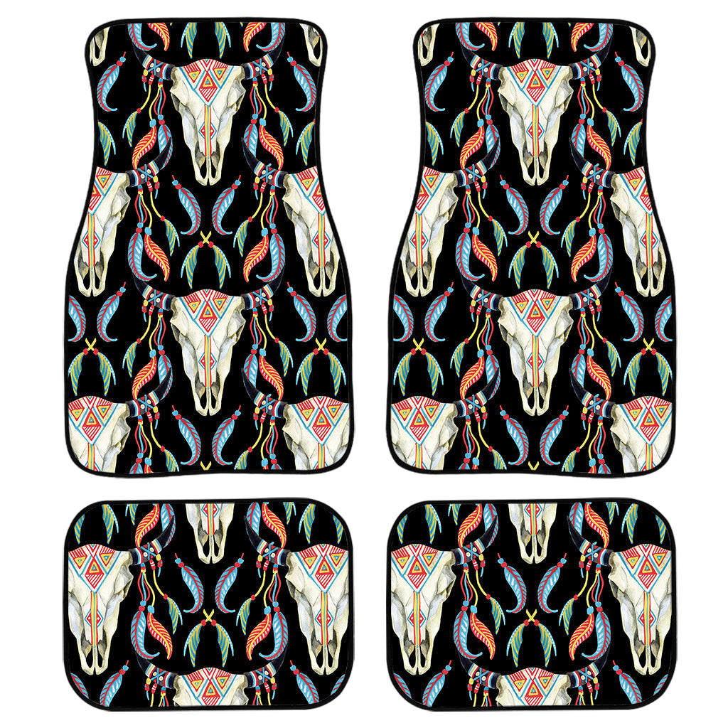 Native Buffalo Pattern Print Front And Back Car Floor Mats, Front Car Mat