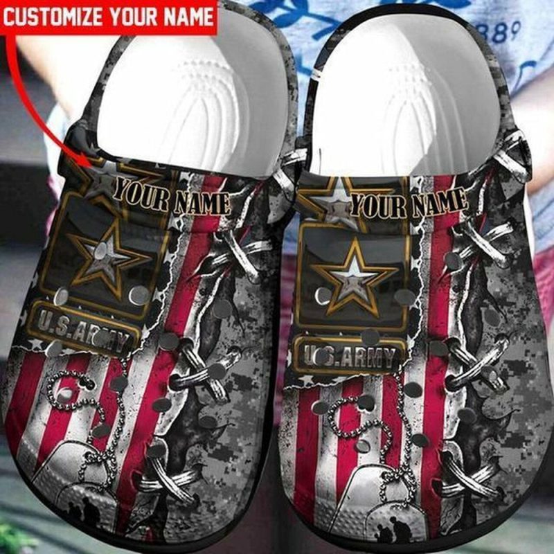 Top Us Army Custom Name Gift For Lover Rubber clog Shoes Comfy Footwear