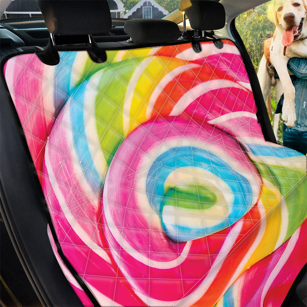 Rainbow Swirl Candy Print Pet Car Back Seat Cover