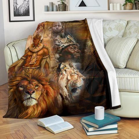 African Culture Lion Printed Fleece Blanket