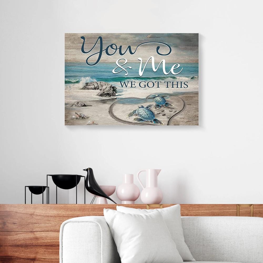 Canvas Prints You And Me Personalized Name & Date Turtle Wall Art Canvas Wall Art Home Decor