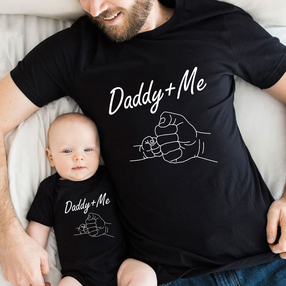 Personalized Daddy And Me Matching Set Fist Bump Shirt Baby Onesie