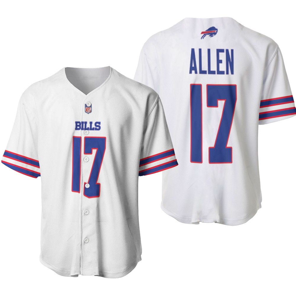 Buffalo Bills Josh Allen #17 NFL Great Player American Football Team Game White 3D Designed Allover Gift For Bills Fans Baseball Jersey