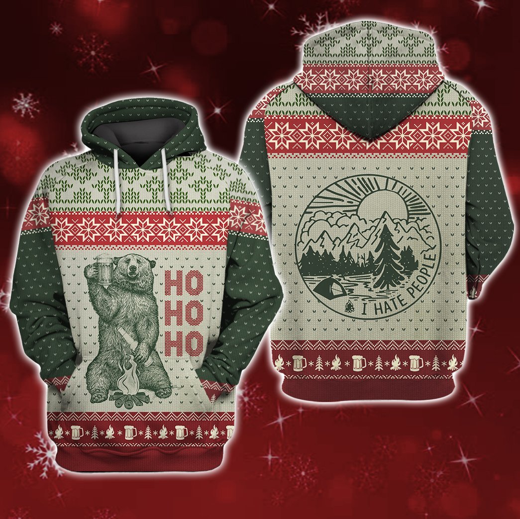 Bear Ho Ho Ho Ugly Christmas 3D All Over Print | Unisex | Adult | Ht3680