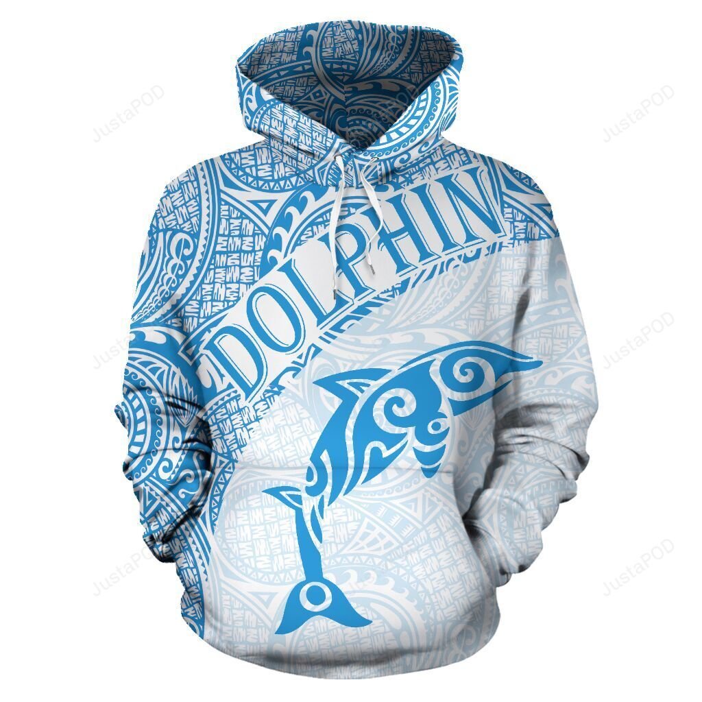 Dolphin Polynesian 3D All Over Print Hoodie, Zip-Up Hoodie