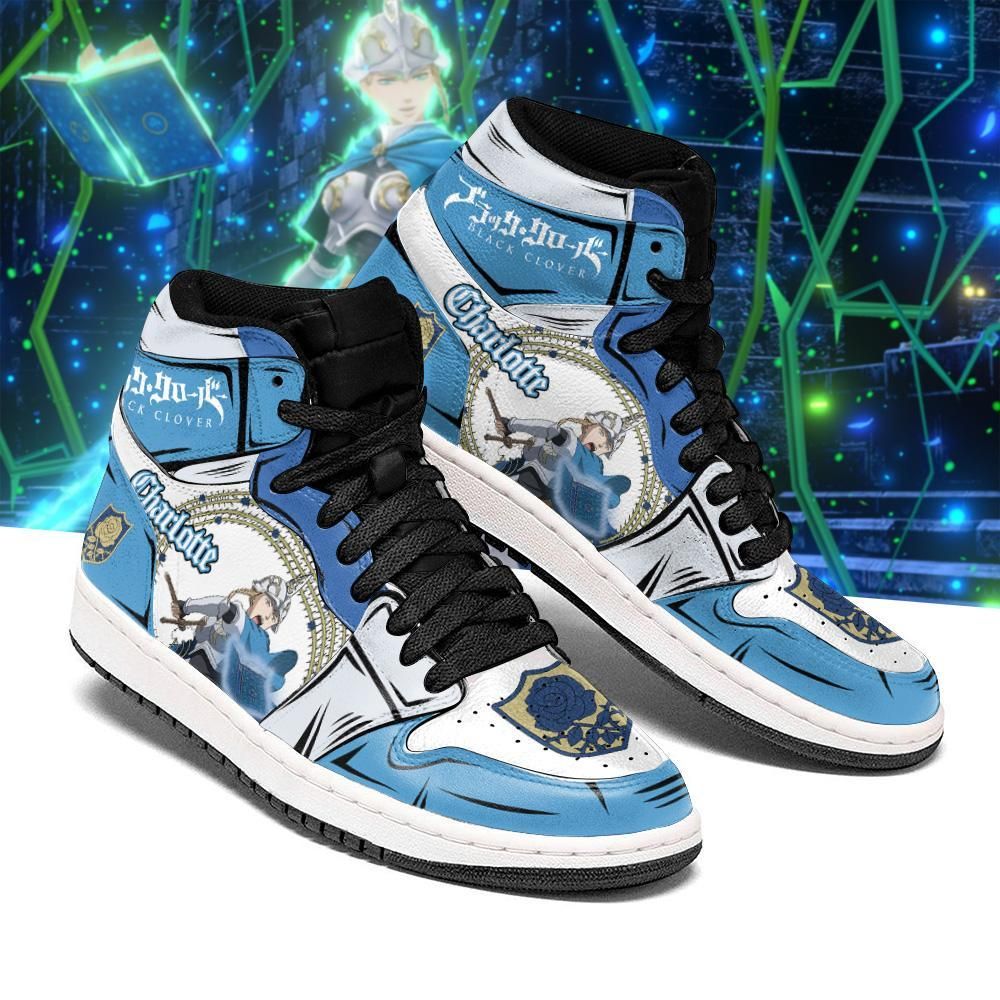 Blue Rose Charlotte Roselei Sneakers Black Clover Anime Shoes Jordan Sneaker