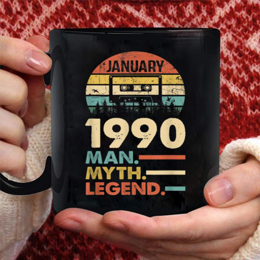 Coffee Mug Vintage 1990 January 30th birthday Mug – Black Mug