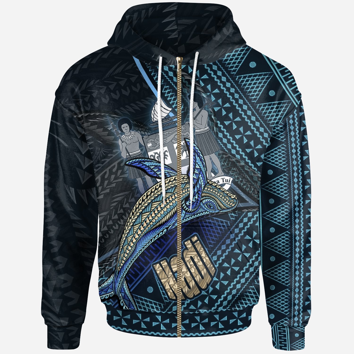 Fiji Zip Hoodie – Nadi Seal Fiji With Blue Whale