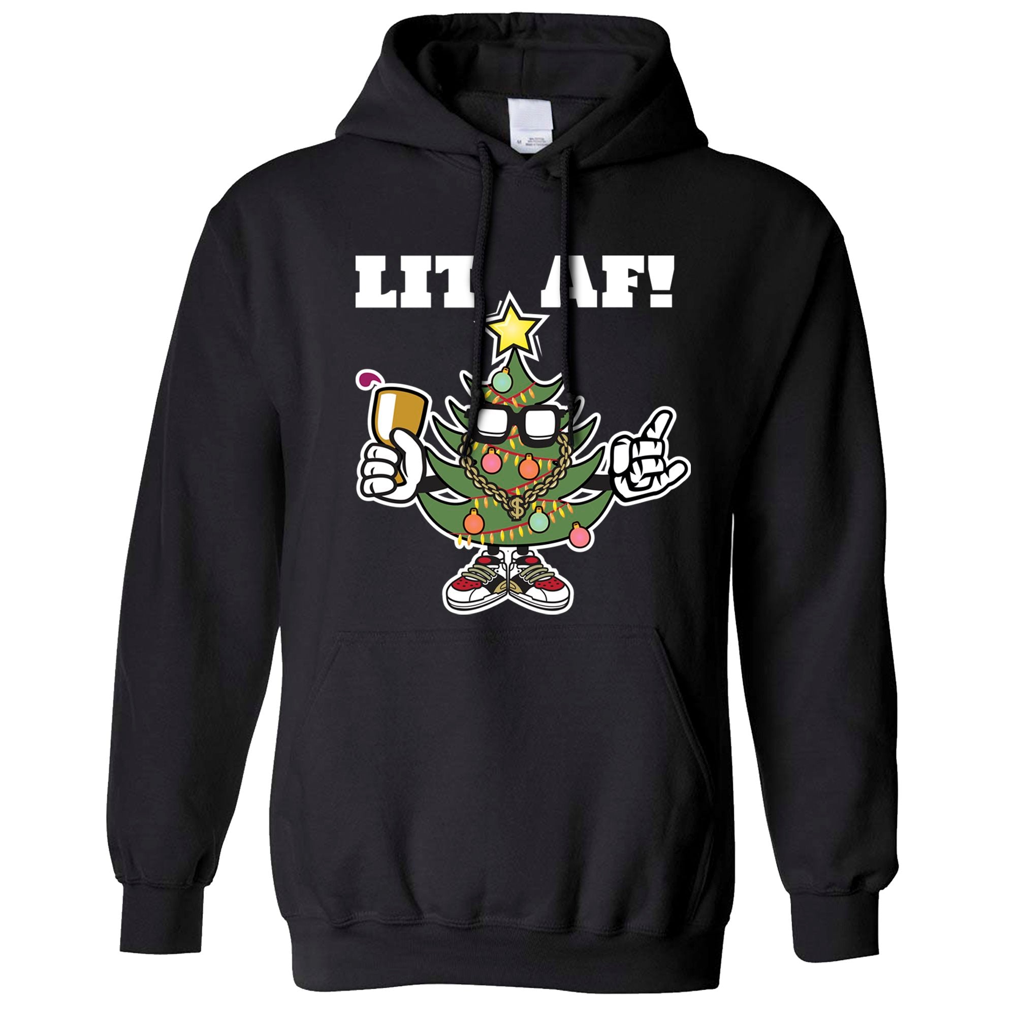 Christmas Hoodie Lit Af Festive Tree Light Decoration Hooded Jumper