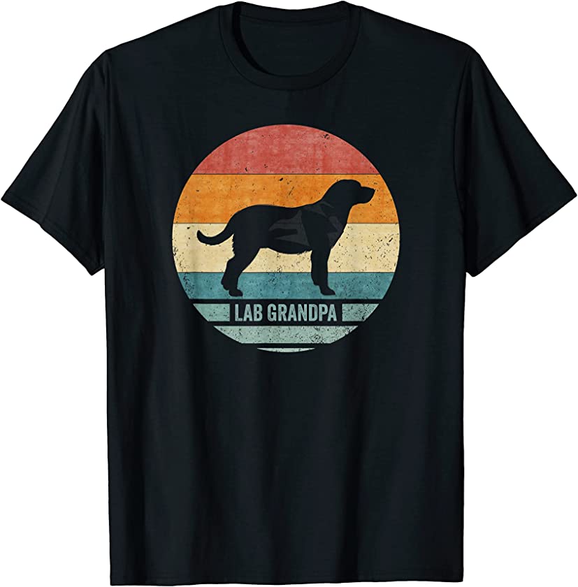 Vintage Labrador Retriever Grandpa Lab Silhouette Sunset T-Shirt