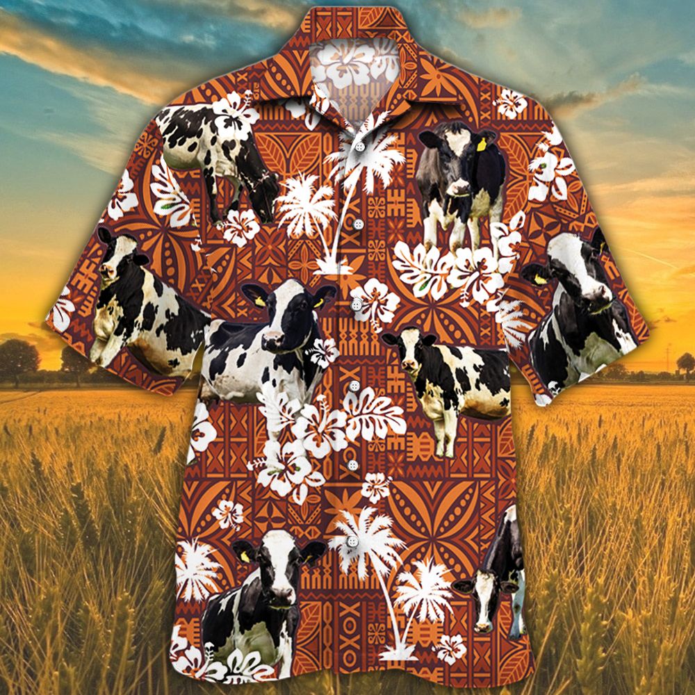 Holstein Friesian Cattle Lovers Red Tribal Hawaii Shirt Ha79715