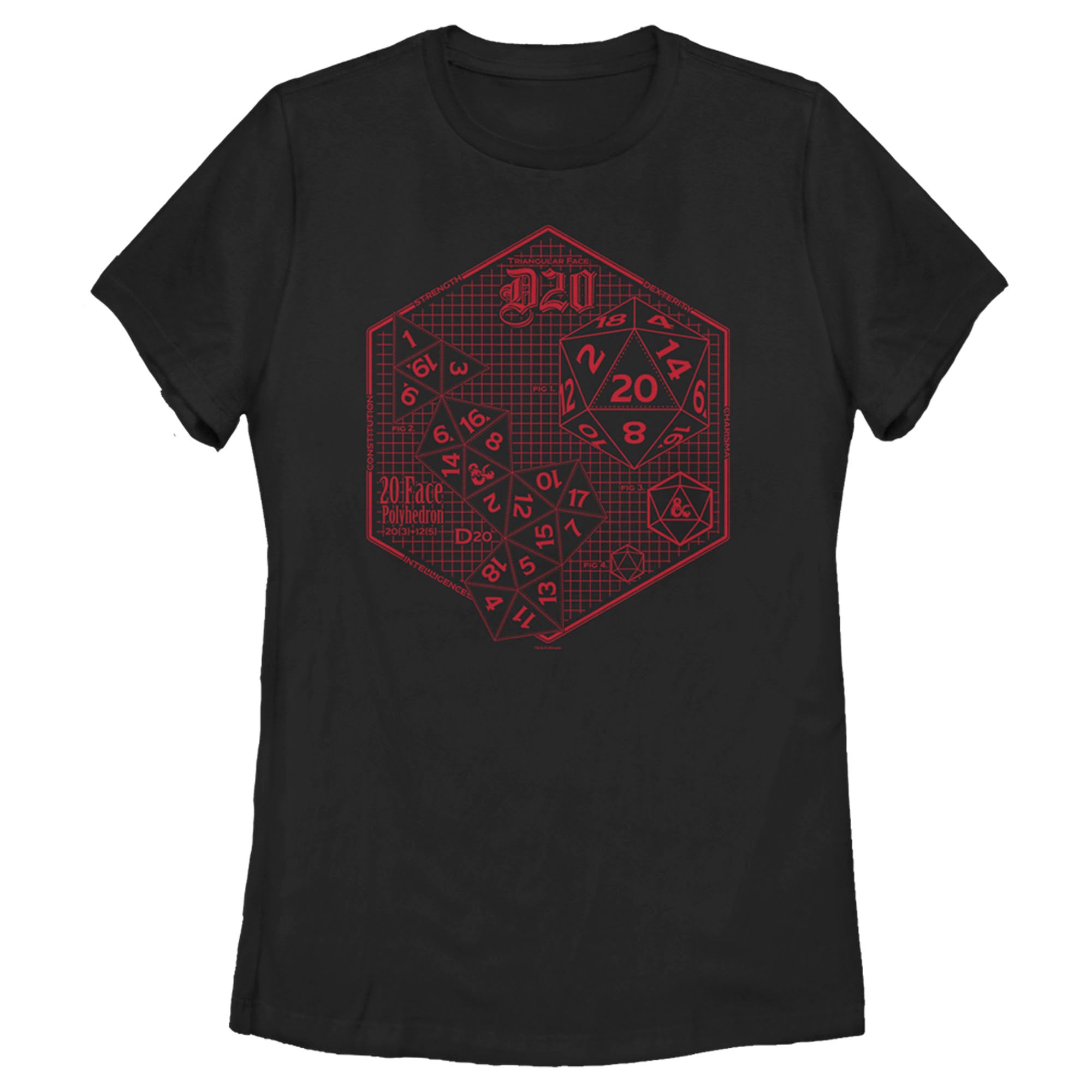 Women’S Dungeons & Dragons Icosahedron Schematic T-Shirt