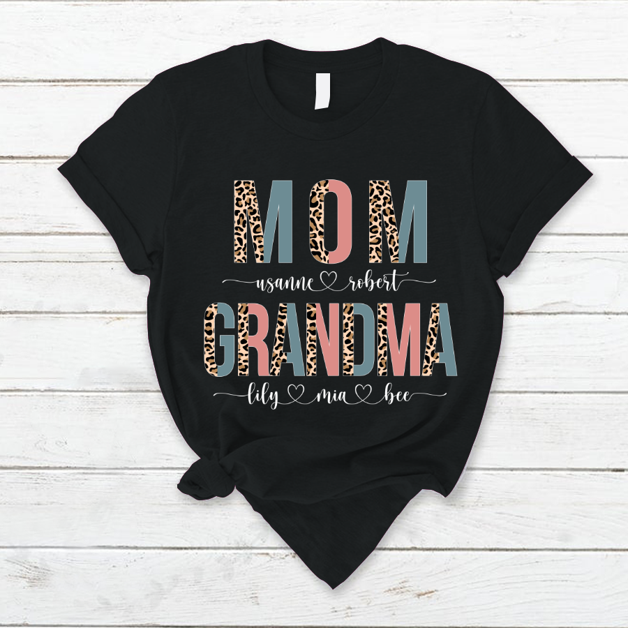 Personalized Mom And Grandma Leopard T-Shirt