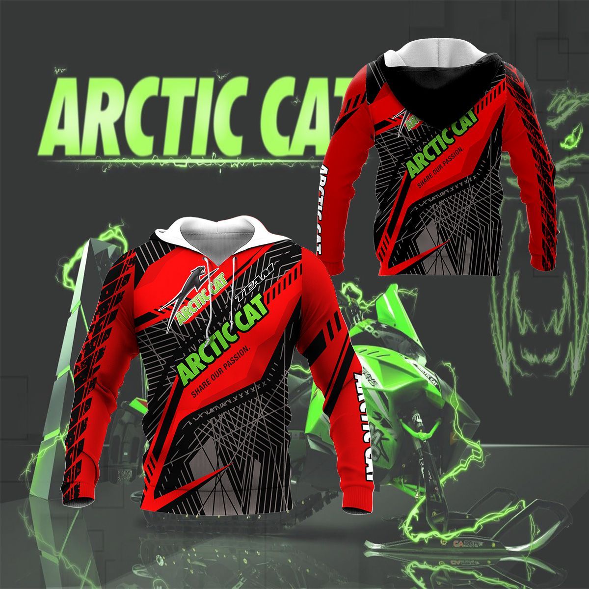 3D All Over Printed Arctic Cat NCT-HL Shirts Ver 2 (Red)