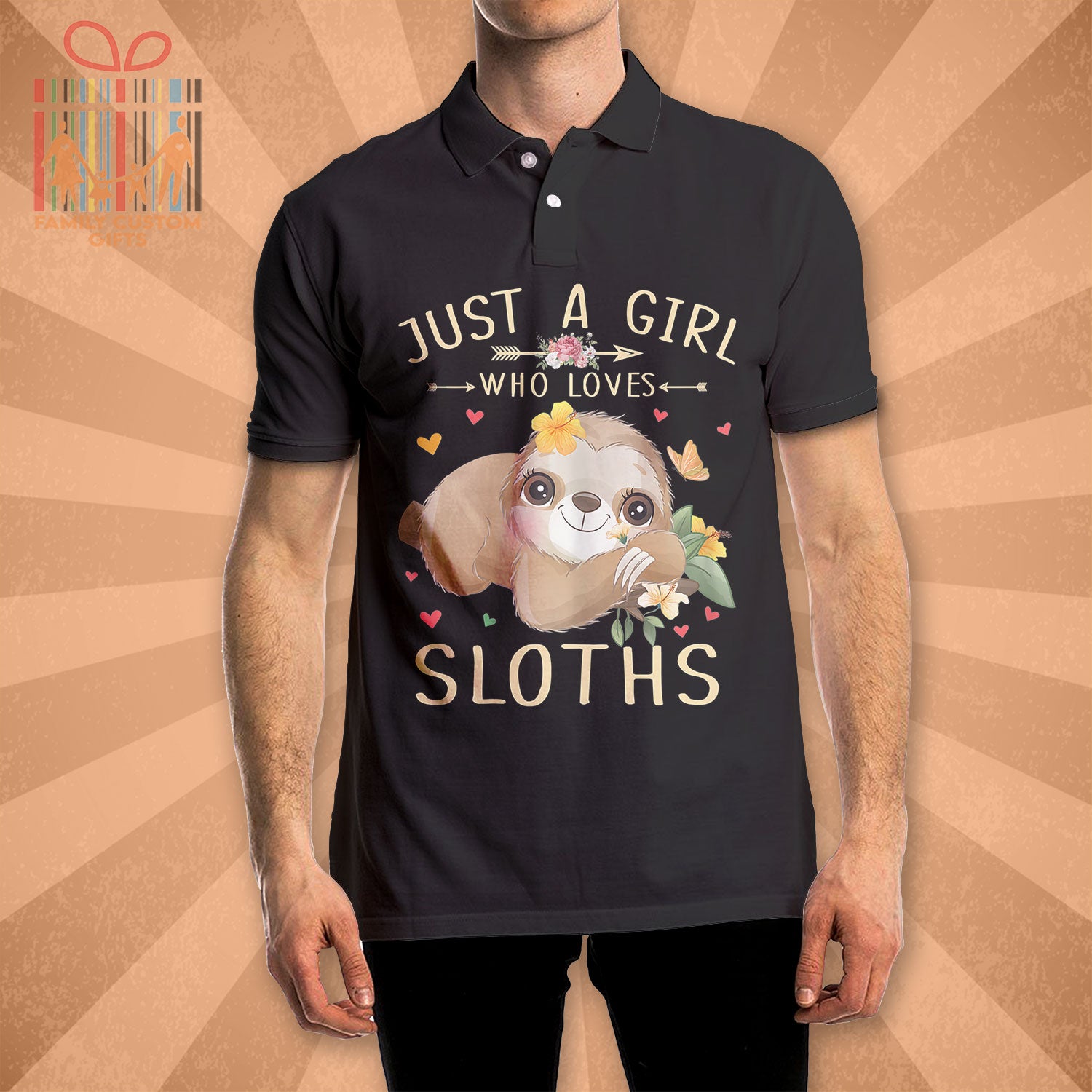 Custom Polo Shirts Just A Girl Who Loves Sloths Polo Shirts For Women Girls