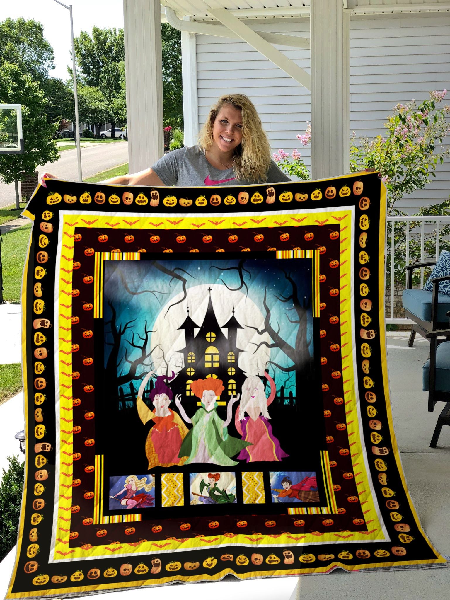 Halloween Witch Quilt Blanket Great Customized Gifts For Birthday Halloween Perfect Gifts For Halloween Lover