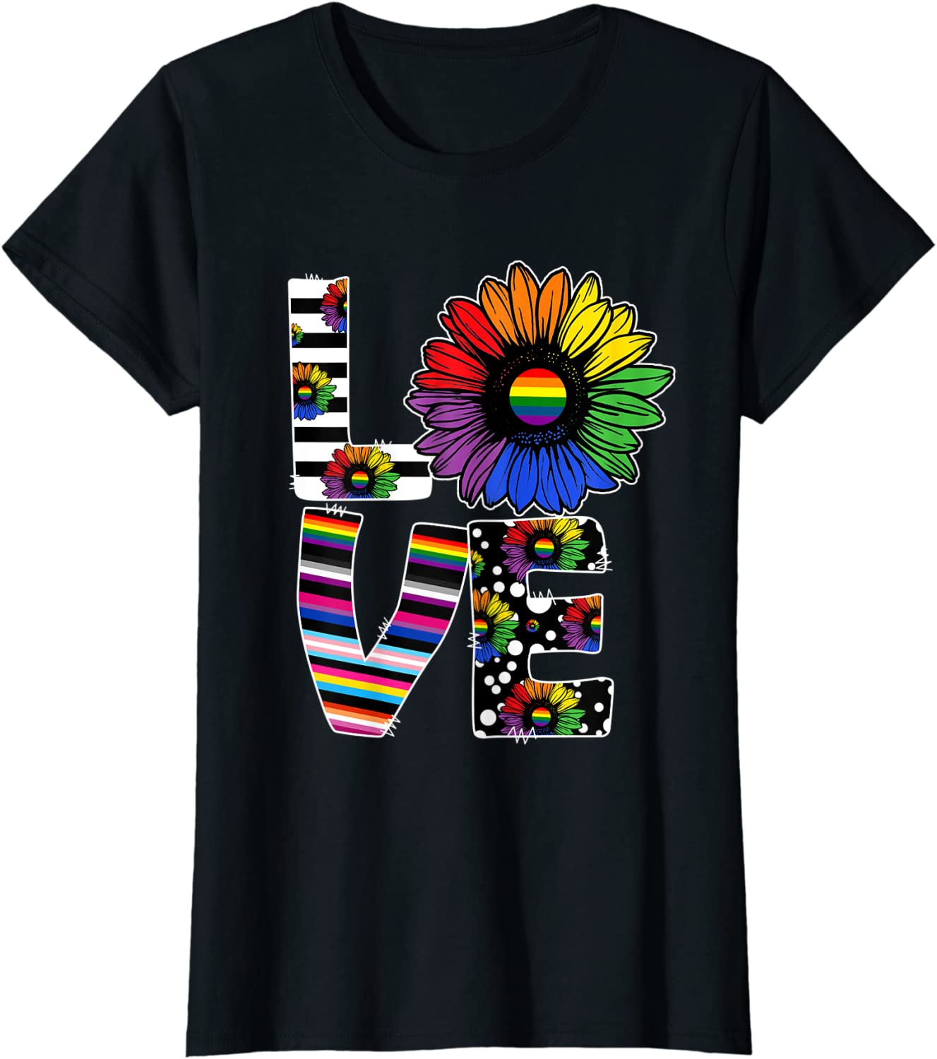 Pride Lgbt Shirt For Lesbian Mom, Couple Gay Couple Lesbian Gift, Rainbow Sunflower T Shirt