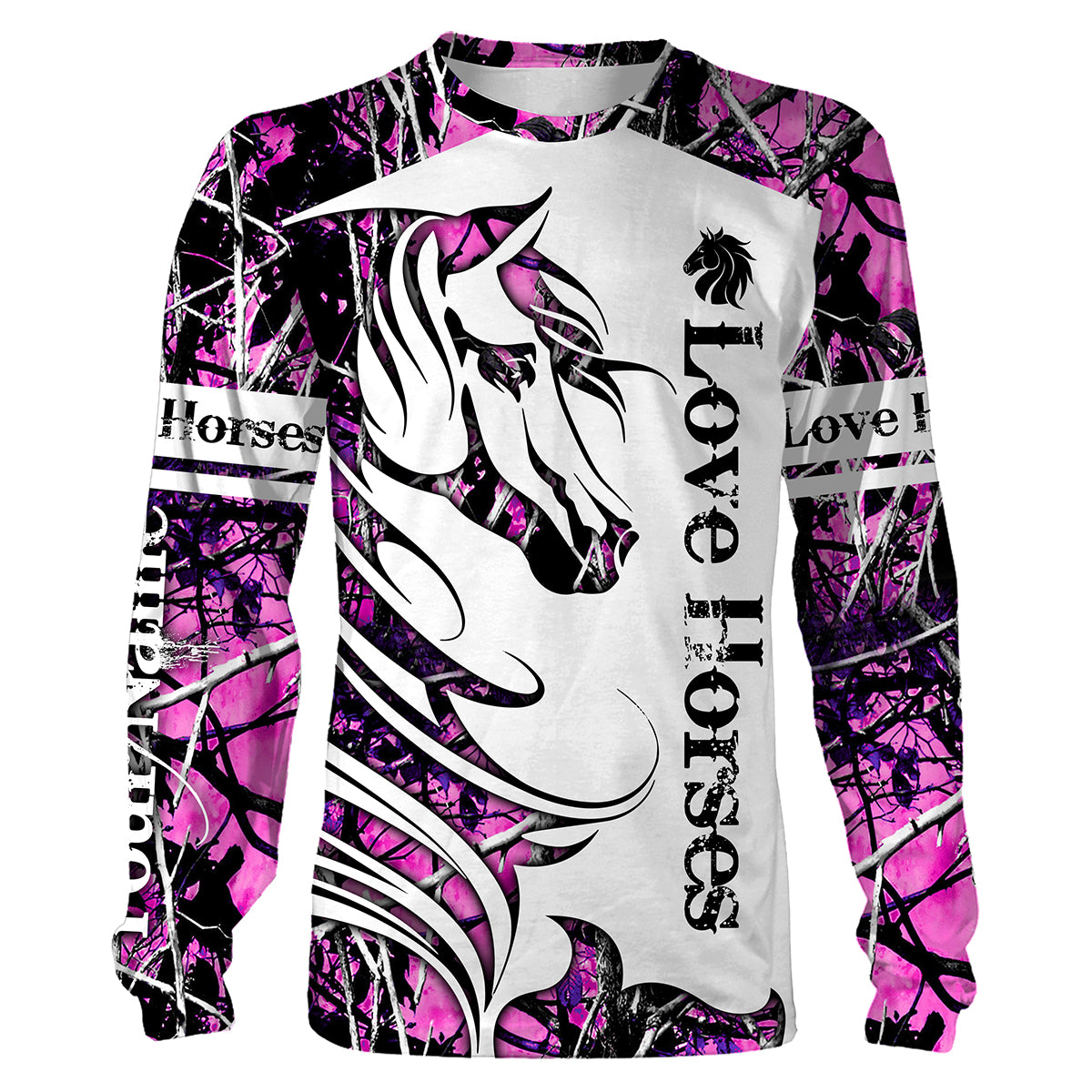 Personalized Love Horses Pink camo All over print shirts for men, women and kids, Custom name Horse Shirts for Horse Lovers – IPHW134