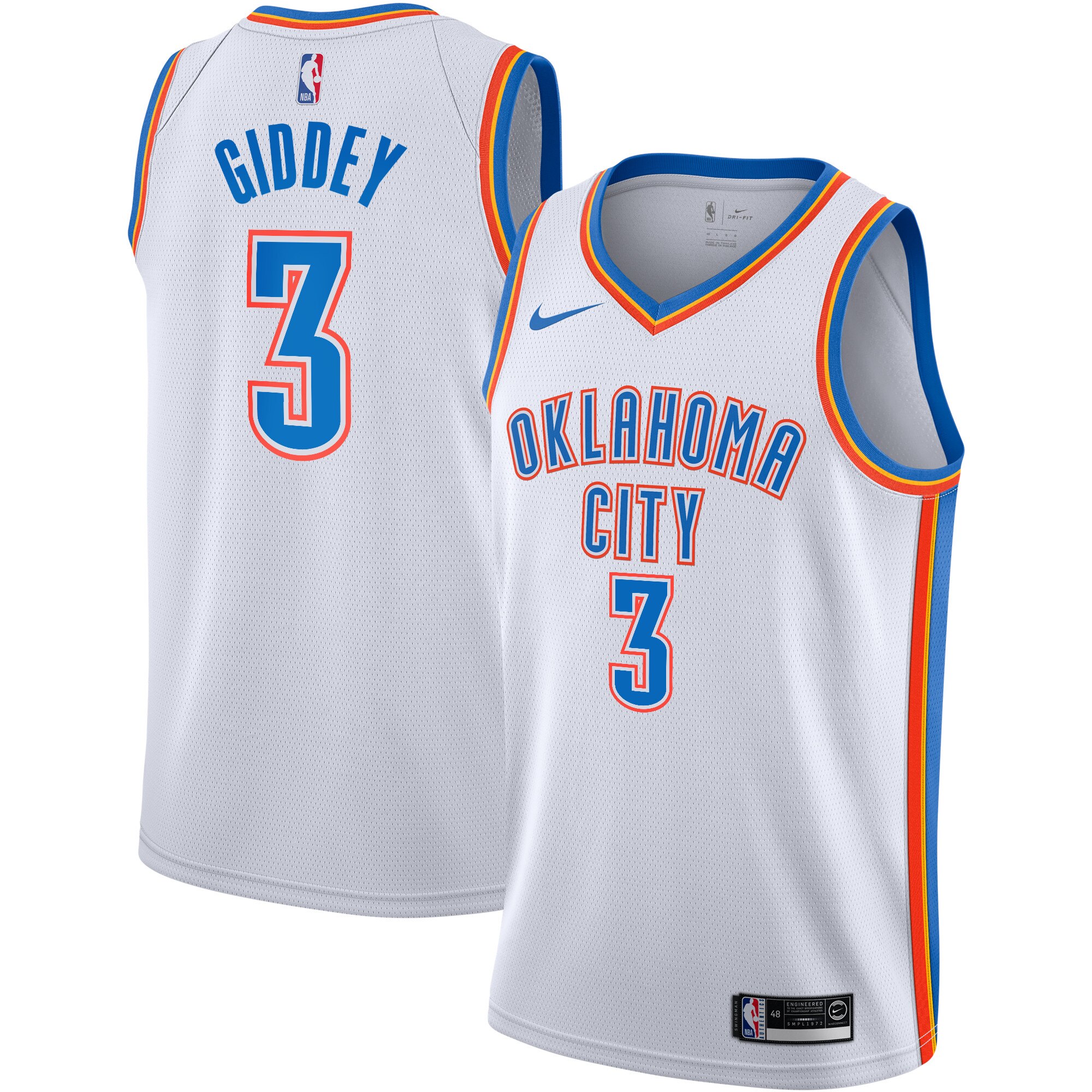 Oklahoma City Thunder Association Edition Swingman Jersey – White – Josh Giddey – Youth