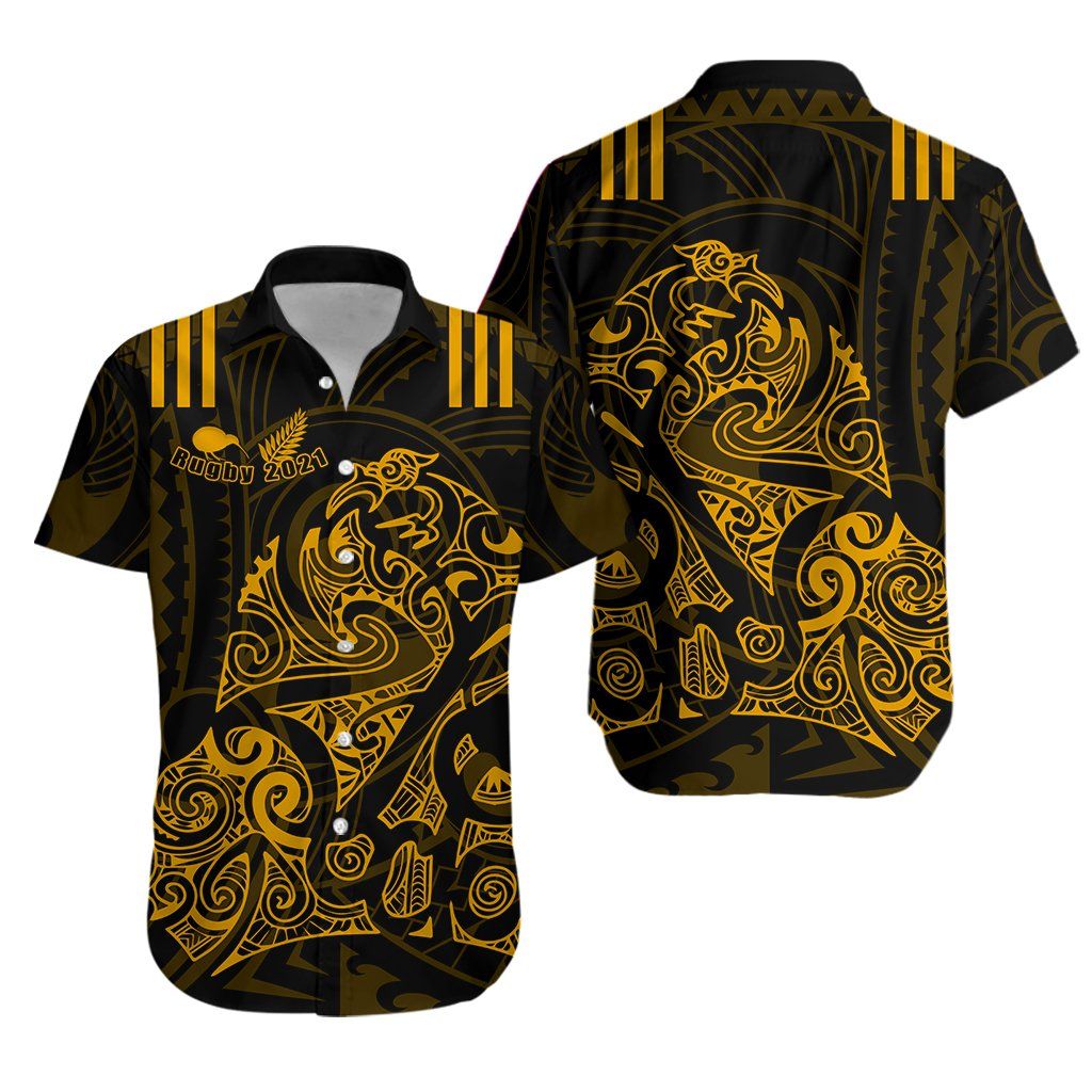 Aotearoa Super Rugby Hawaiian Shirt Maori Kiwi Golden K13