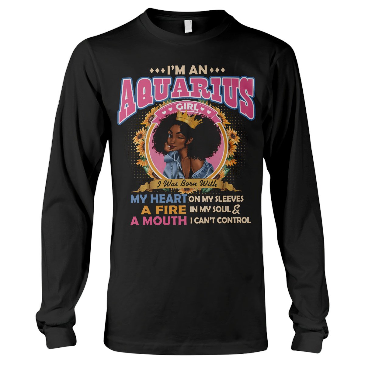 Black Queen Im An Aquarius Girl Ez13 1609 Long Sleeve T-Shirt