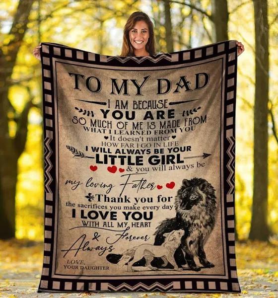 To My Dad I Will Always Be Your Little Girl Gift Ideas For Father’S Day Fleece Blanket Gift For Daddy Home Decor Bedding Couch Sofa Soft And Comfy Cozy