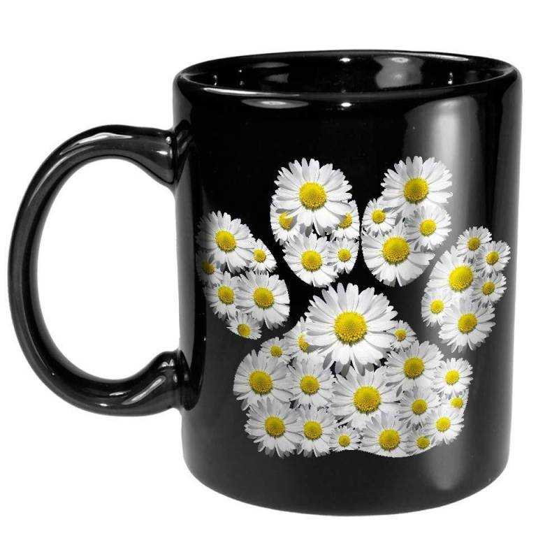 Dog Daisy Paw Print Floral Dogs Mom Pet Lover Coffee Mug Gift for Puppy Owner Trainer Groomer Women Girl Daughter Girlfriend Wife