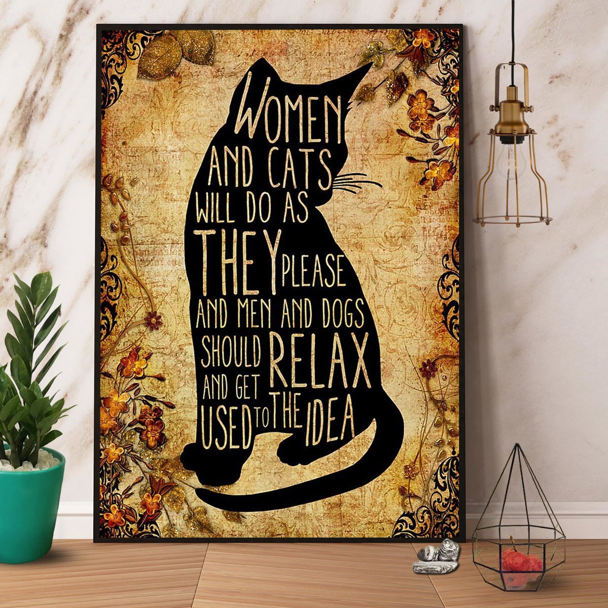 Black Cat Women And Cats Will Do As They Please Vintage Retro  Poster No Frame Matte Canvas