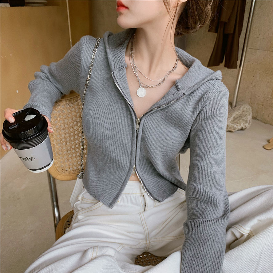 Cardigan Women Spring New Solid Vintage All-match Elegant Cropped Outerwear Slim Sweet Simple Casual Кардиган Женский Basic Cozy alx