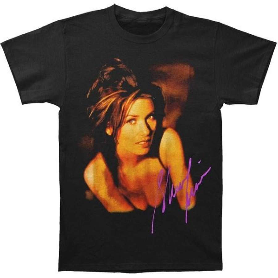 Shania Twain Mens Vtg Sepia Unisex Black T-Shirt