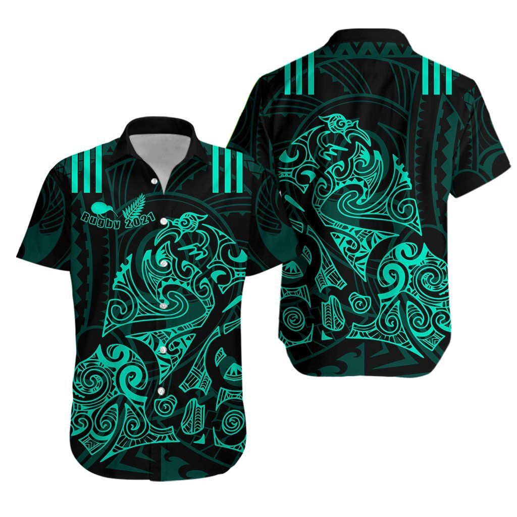 Aotearoa Super Rugby Hawaiian Shirt Maori Kiwi Turquoise K13