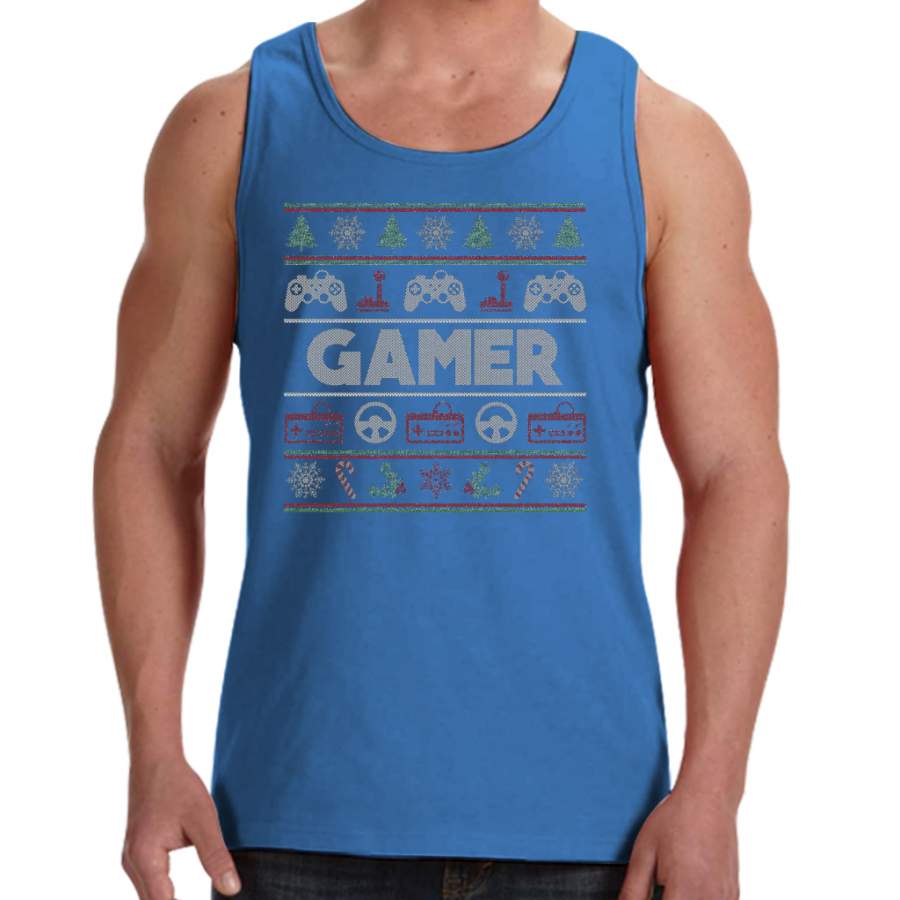 Ugly Christmas Sweater gamer Men Tank Top