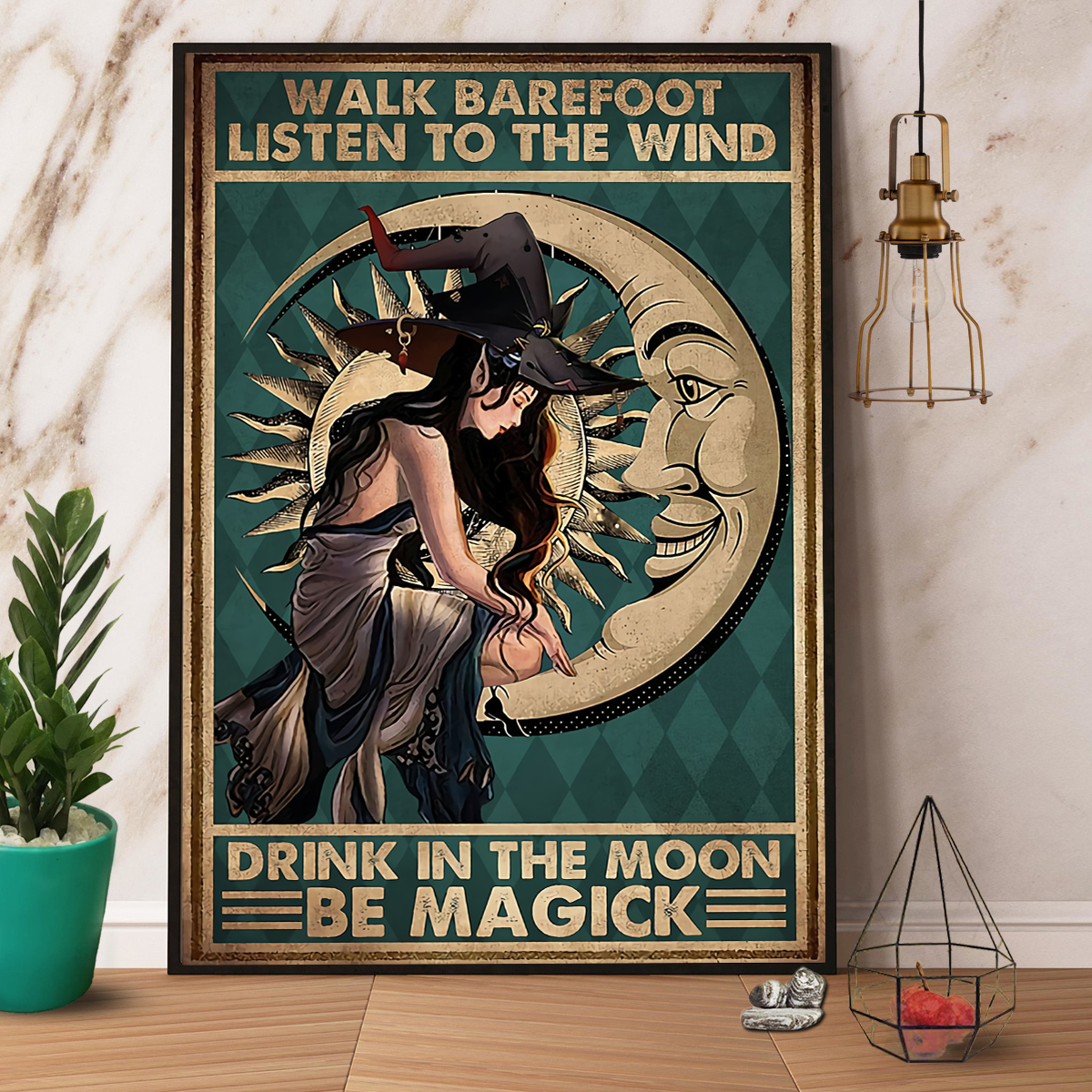 Witch Walk Barefoot Listen To The Wind Halloween Poster No Frame Matte Canvas, Wall Decor Visual Art