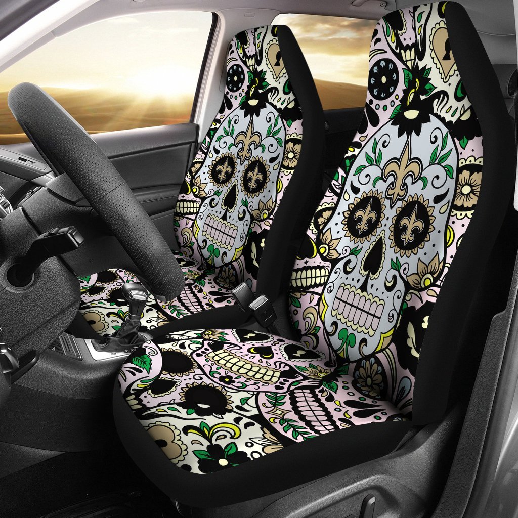 Colorful Skull New Orleans Saints Car Seat Covers