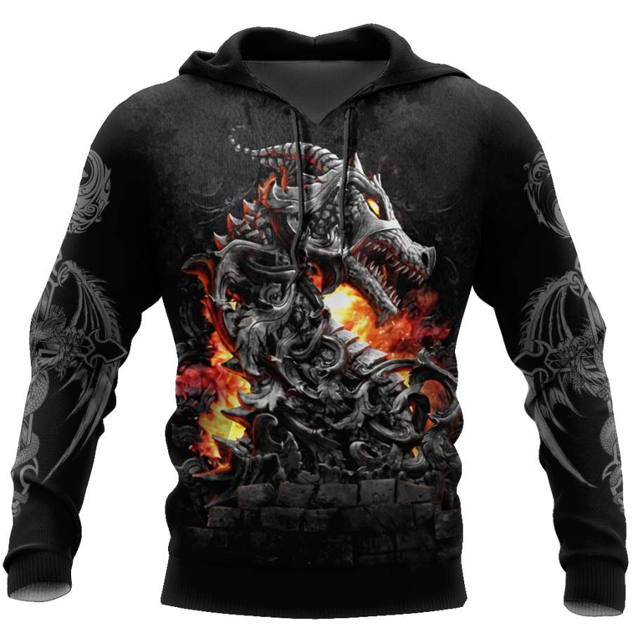 3D Armor Tattoo and Dungeon Dragon Hoodie HAC140103