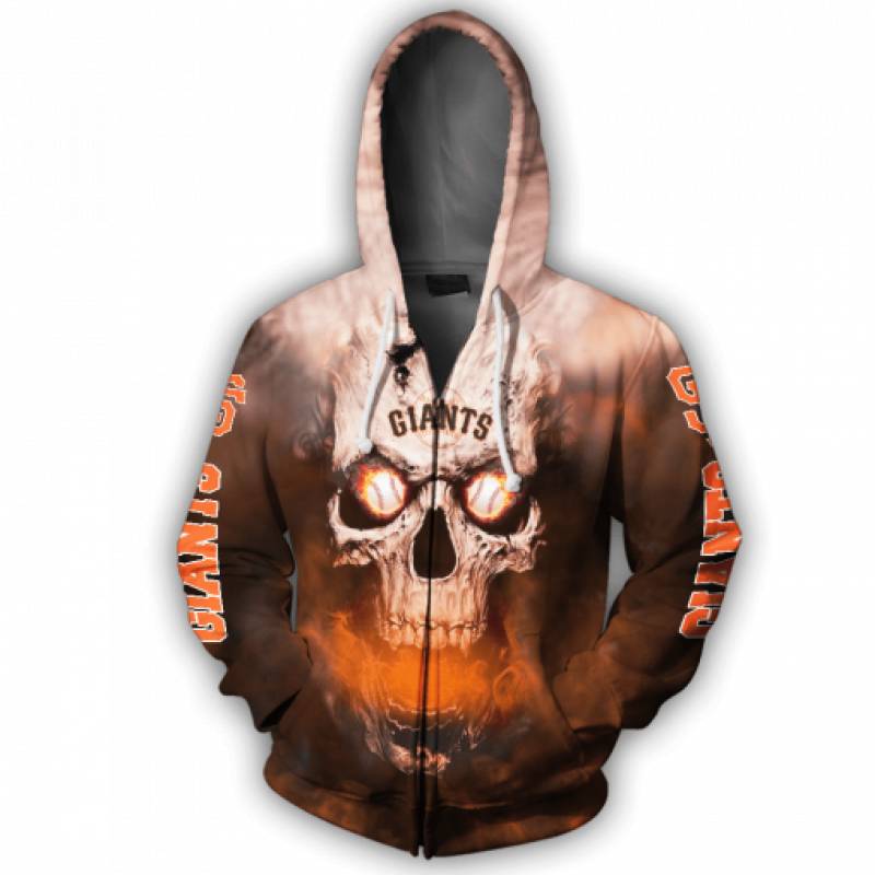 Men / Women New Design San Francisco Giants Full Print 3D Skull Zipper Hoodie, San Francisco Giants All Over Print Skull Apparel