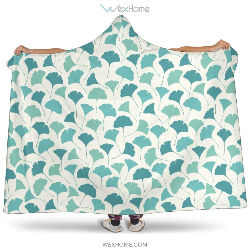 Green Ginkgo Leaves Pattern Hooded Blanket