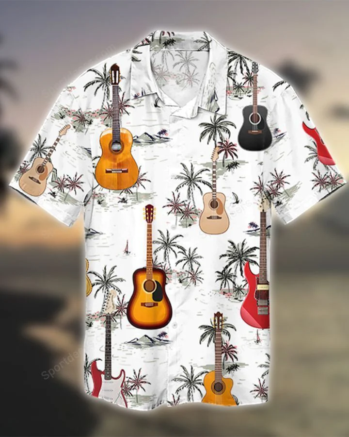 Guitar Palm Tree Tropical Hawaii Summer Hawaii Shirts For Aloha Beach Shirt Ha69233