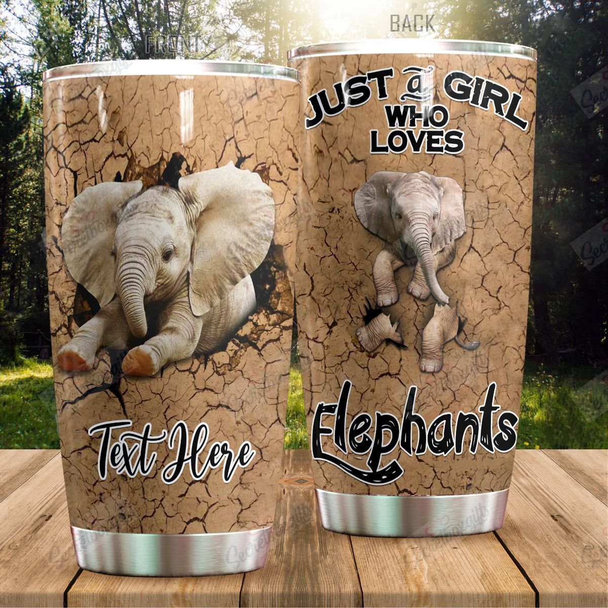 Personalized Elephant Just Love Elephant Kl0210067Cl Stainless Steel Tumbler Travel Customize Name, Text, Number, Image