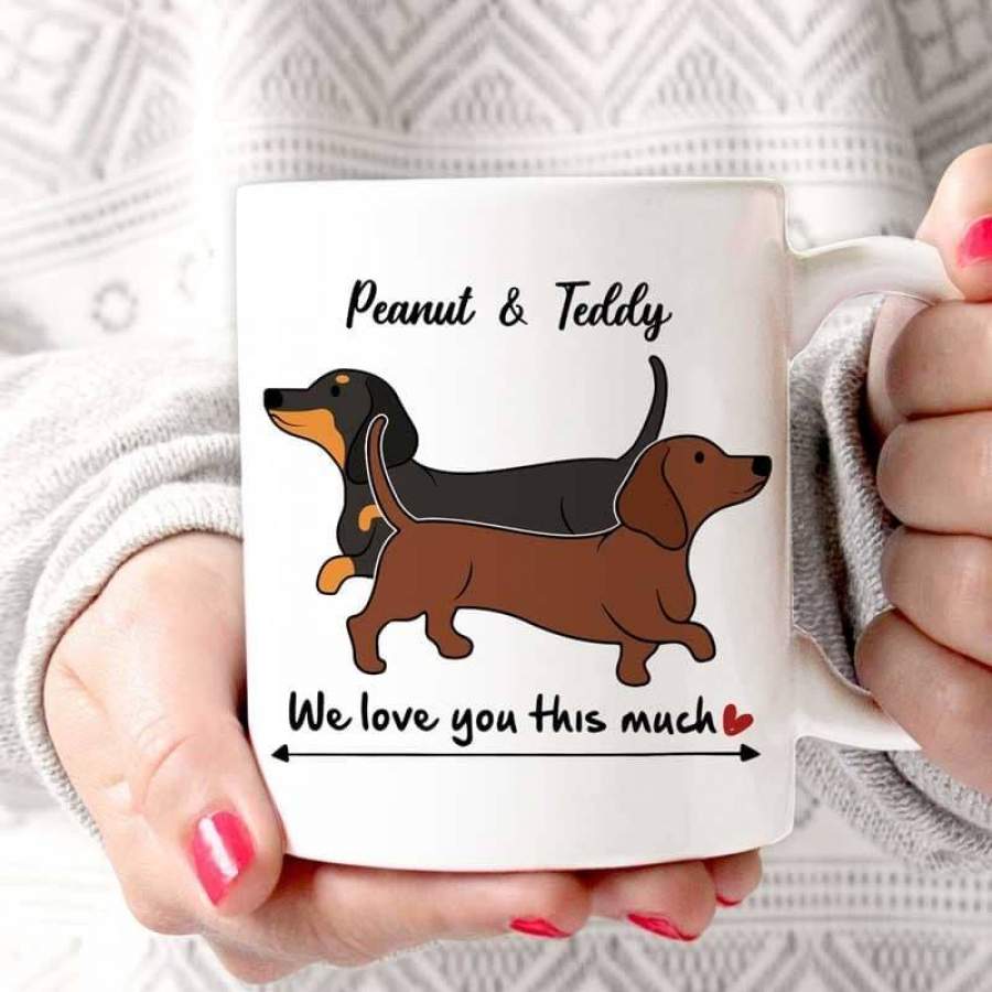 I Love You This Much Dachshund Personalized Mug