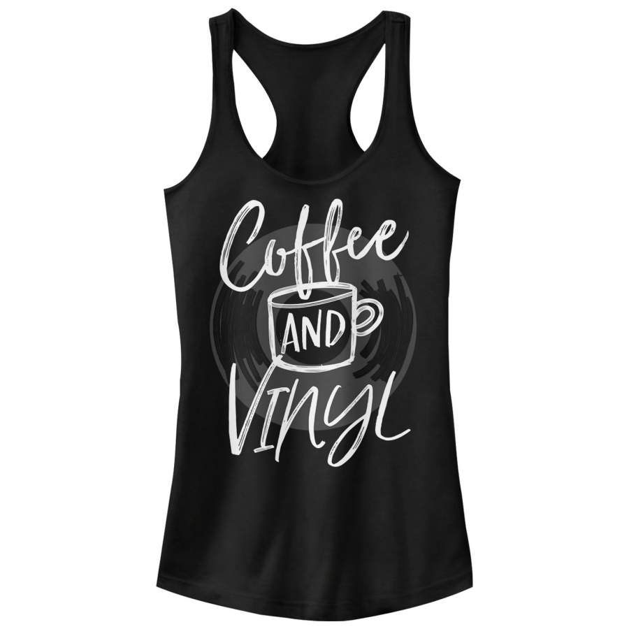 CHIN UP Junior’s Coffee and Vinyl  Racerback Tank