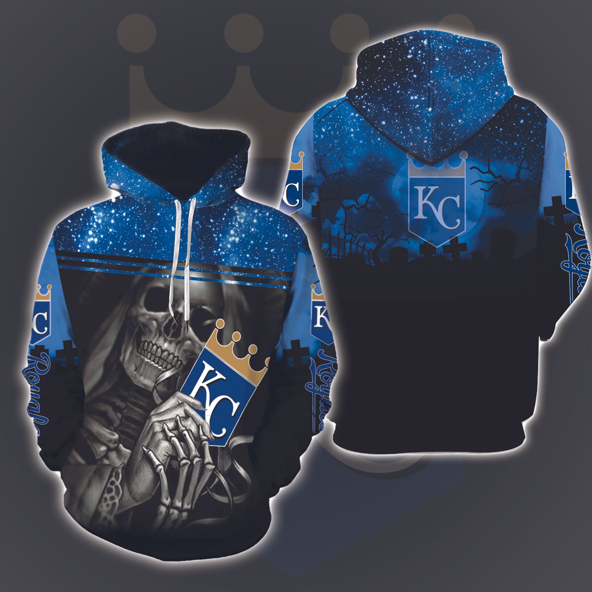 Kansas City Royals  Skull Halloween 3D Printed Hoodie