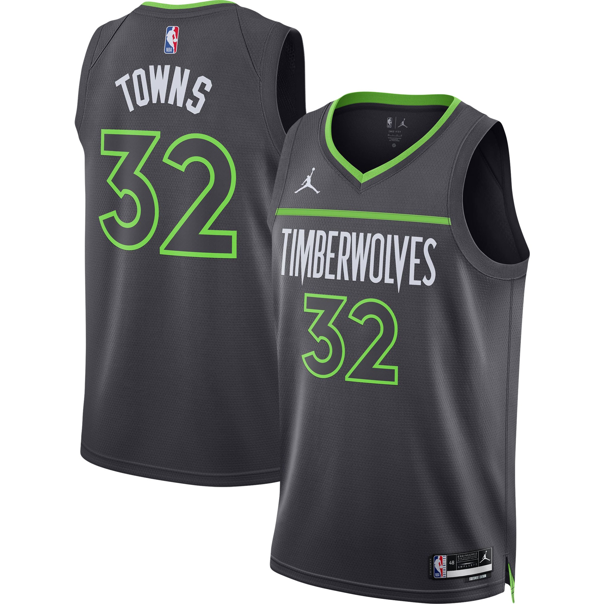 Karl-Anthony Towns Minnesota Timberwolves Jordan Brand Unisex Swingman Jersey – Statement Edition – Charcoal