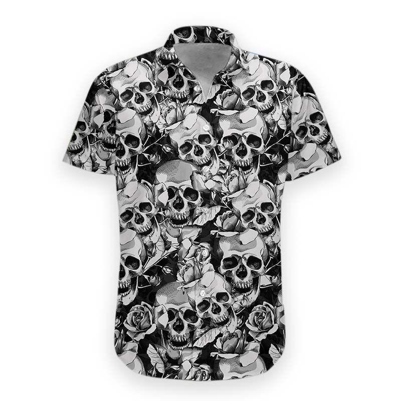 Flower Skull Black And White Hawaii Shirt Crazy Funny Hawaii Vintage Hawaii Ha50895