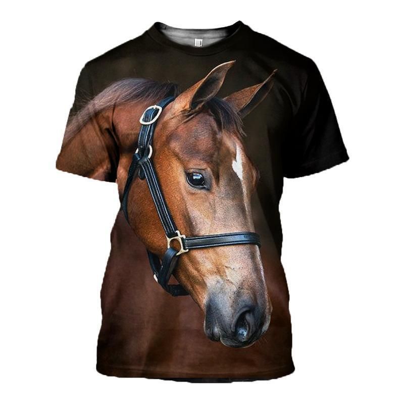 3D PRINTED HORSE T SHIRT LONG SLEEVE HOODIE DT190504